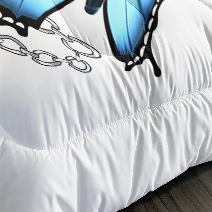 CVHOUSE Butterfly Bedding Set,Butterfly Comforter Full,Butterfly Comforter Set for Girls Kids Teens,Butterflies Quilt Set with 1 Comforter and 2 Pillow Cases- 3 Piece