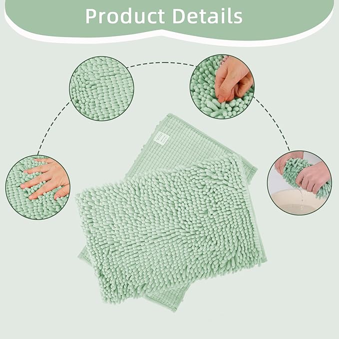 Locker Rug school girl rugs Carpet Chenille 100% Microfiber Locker Carpet with Non Skid Backing Locker Decorations (Green, 11.5X17.5)