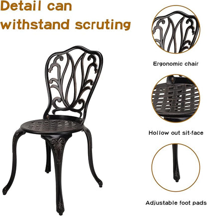 3-Piece Patio Bistro Furniture Set Cast-Aluminum Bistro Table Set for Lawn,Garden,Backyard (YILI Copper)