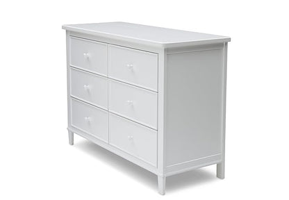 Delta Children Fancy 4-in-1 Convertible Crib and 6 Drawer Dresser Bundle, Bianca White