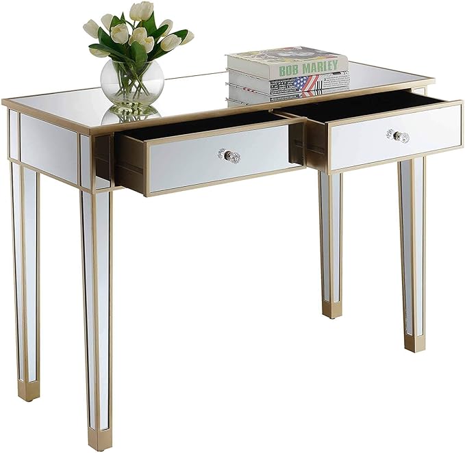 Convenience Concepts Gold Coast Desk, Champagne/Mirror