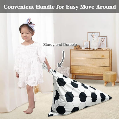 Jorbest Stuffed Animal Storage, Soccer Stuffed Animal Bean Bag Storage, Soccer Bean Bag Chair Cover for Kids, Luxury Velvet Stuffie Seat - Cover ONLY (200L/52 Gal)