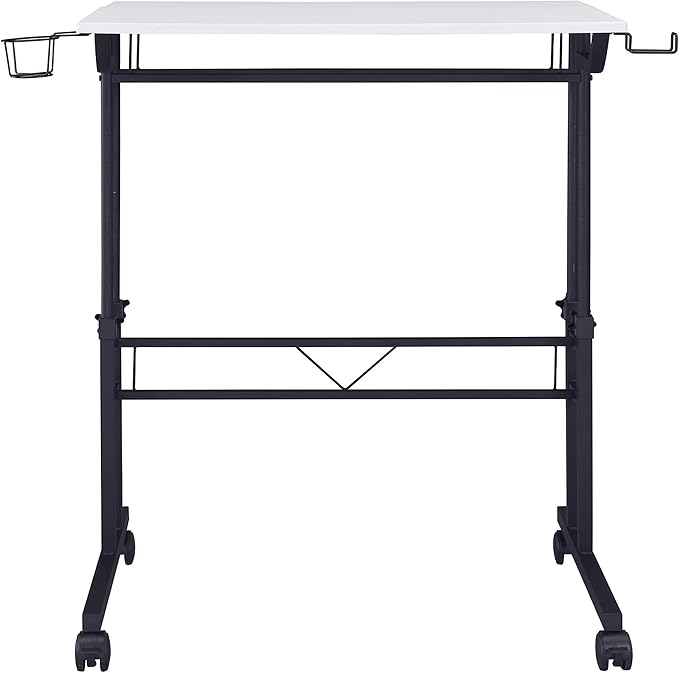 NicBex Laik-DW-00049-DX Desks, 35.25" W x 25" D x 28" H, White+Black