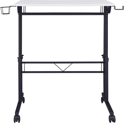 NicBex Laik-DW-00049-DX Desks, 35.25" W x 25" D x 28" H, White+Black