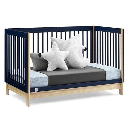 Delta Children babyGap Tate 4-in-1 Convertible Crib + Brannan Bear Bookcase with Bins + Brannan Bear Wall Shelf with 4 Hooks, Navy/Natural (Bundle)
