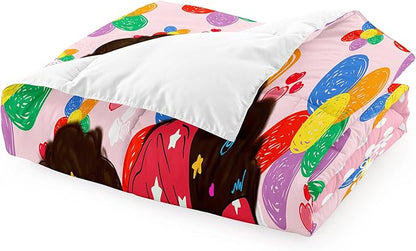 Black Girls Twin Bedding Sets for Girls-Black Girls Twin Comforter Set for Girls, Black Girls Bedding Sets Twin, Pink Princess Twin Bedding Sets for Girls, Twin (1 Comforter 1 Pillowcases)