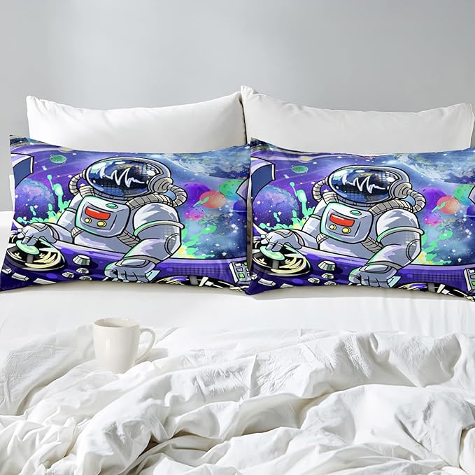 Kids Comforter Sets Boys, Outer Space Astronaut Comforter Sets for Boys Girls Kids Teens Galaxy Space Themed Bedroom Decor All Season, 1 Comforter 2 Pillowcases