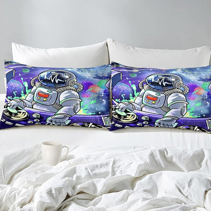 Kids Comforter Sets Boys, Outer Space Astronaut Comforter Sets for Boys Girls Kids Teens Galaxy Space Themed Bedroom Decor All Season, 1 Comforter 2 Pillowcases
