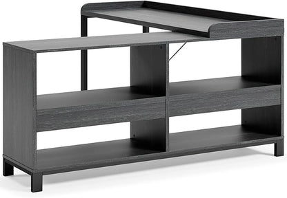 Signature Design by Ashley Yarlow Industrial Home Office L-Shaped Desk with Cube Storage, Black