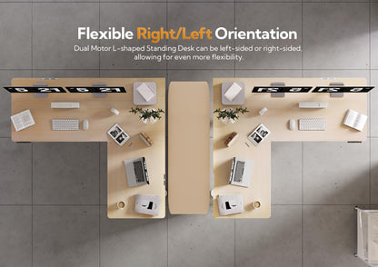 Claiks L Shaped Standing Desk Adjustable Height, Dual Motor Electric Corner Standing Desk, 63x55 inch Sit Stand up Desk with Splice Board, White