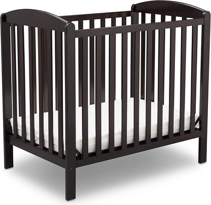 Delta Children Emery Mini Convertible Baby Crib & Twinkle Stars 3-Inch Waterproof Mini Crib Mattress, Dark Chocolate