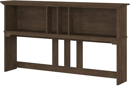 Bush Furniture Salinas Hutch, Desk Attachment with Shelf Storage for Home Office, 60W, Ash Brown