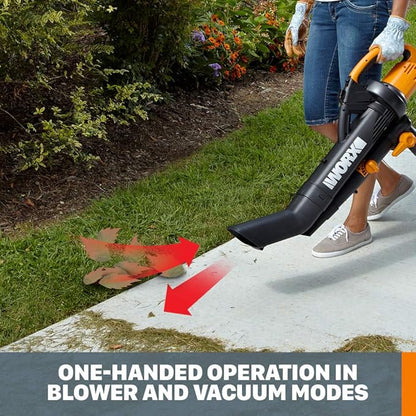 WORX WG505 TRIVAC 12 Amp 3-in-1 Electric Blower/Mulcher/Vacuum & 50026858 Trivac Leaf Collection Bag (WGBAG500)