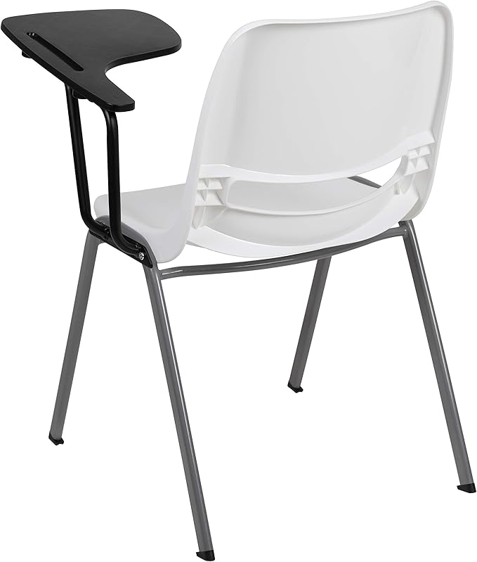 Flash Furniture HERCULES 5 Pack White Ergonomic Shell Chair with Left Handed Flip-Up Tablet Arm