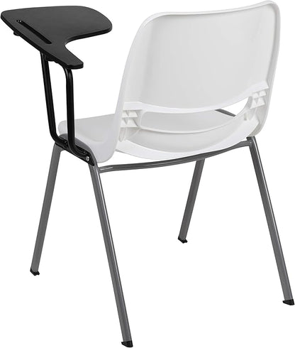 Flash Furniture HERCULES 5 Pack White Ergonomic Shell Chair with Left Handed Flip-Up Tablet Arm