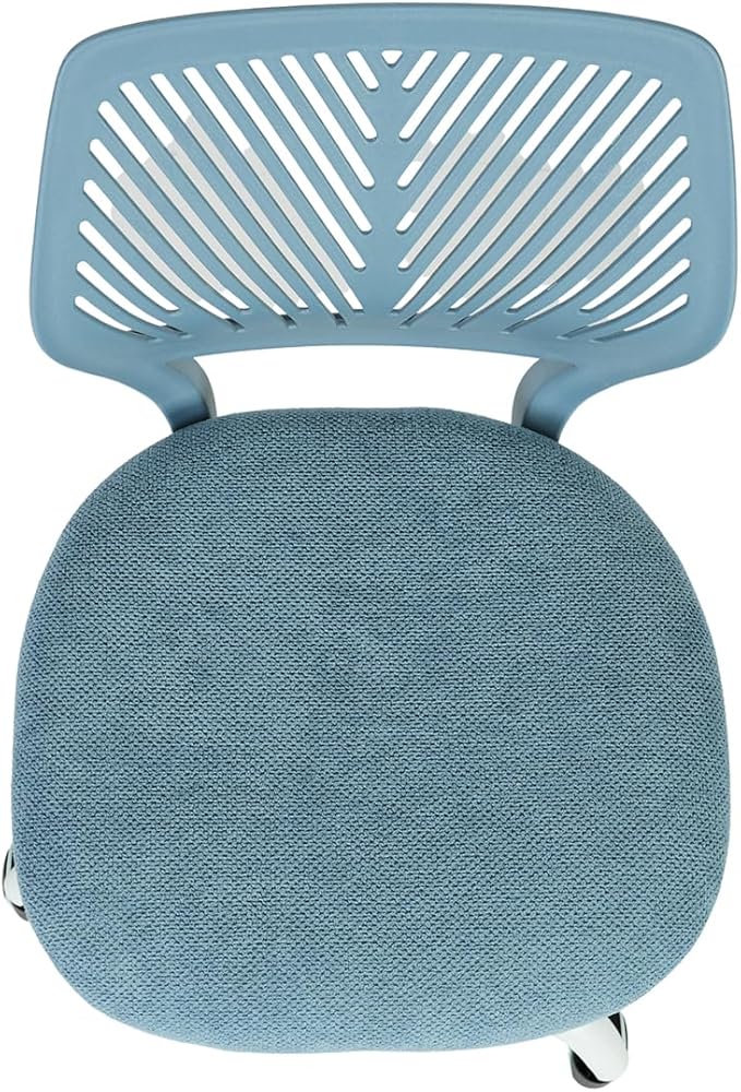FurnitureR Writing Task Chair for Teens Boys Girls 360 Rolling Wheels Fabric Soft Pad Seat Breathable Backrest, Height Adjustable Liftup 29.5"-34.3",Blue Fabric