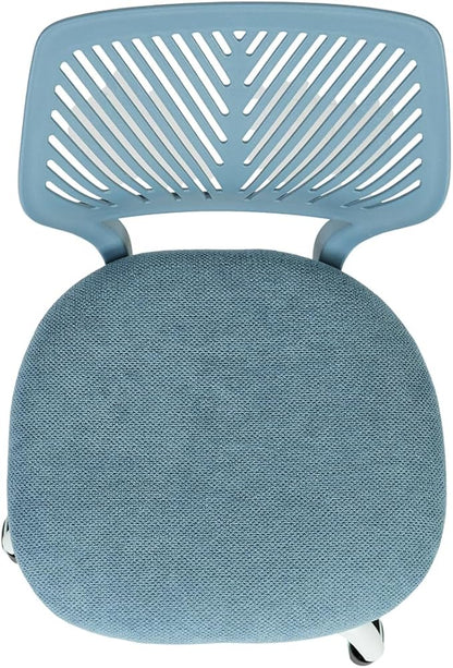 FurnitureR Writing Task Chair for Teens Boys Girls 360 Rolling Wheels Fabric Soft Pad Seat Breathable Backrest, Height Adjustable Liftup 29.5"-34.3",Blue Fabric