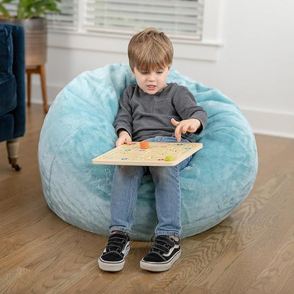Flash Furniture Dillon Small Teal Furry Bean Bag Chair for Kids and Teens