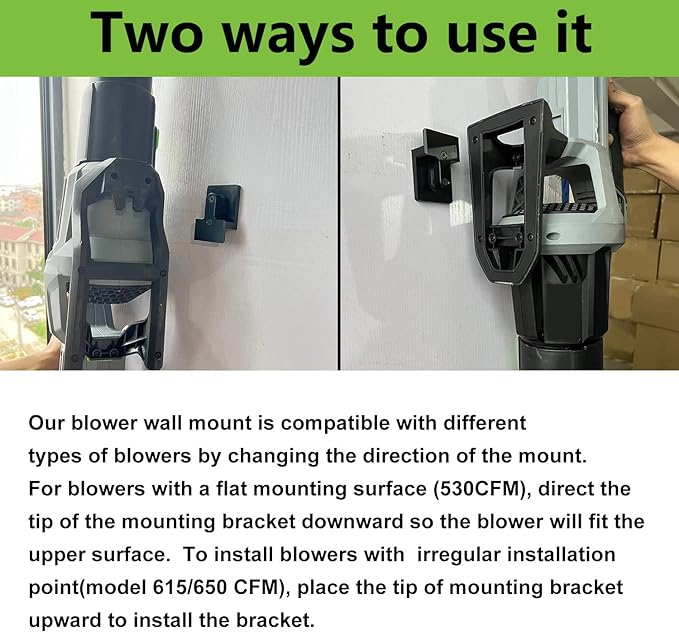 Car Drying Nozzle for EGO Power+ 530 575 580 615 650 765 Leaf Blowers, Includes 1 Leaf Blower Wall Mount Holder and 2 Mounts Battery Holders W/Hardware