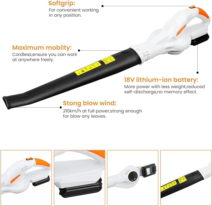 20V Cordless Leaf Blower Battery Powered for Lawn Care, Patio, Blowing Leaves and Snow, Handheld Lightweight including 2.0Ah Battery& Fast Charger