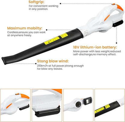 20V Cordless Leaf Blower Battery Powered for Lawn Care, Patio, Blowing Leaves and Snow, Handheld Lightweight including 2.0Ah Battery& Fast Charger