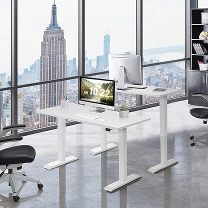 Electric, Single Motor Height Adjustable 2 Button Controller, Table Base for Work Home Office Computer Workstation Standing Desk Frame, White