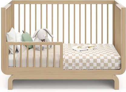 Storkcraft Santorini Deluxe 5-in-1 Convertible Crib with Bonus Toddler Guardrail (Driftwood) – GREENGUARD Gold Certified, Toddler Guardrail Included in Box, Fits Standard Crib Mattress