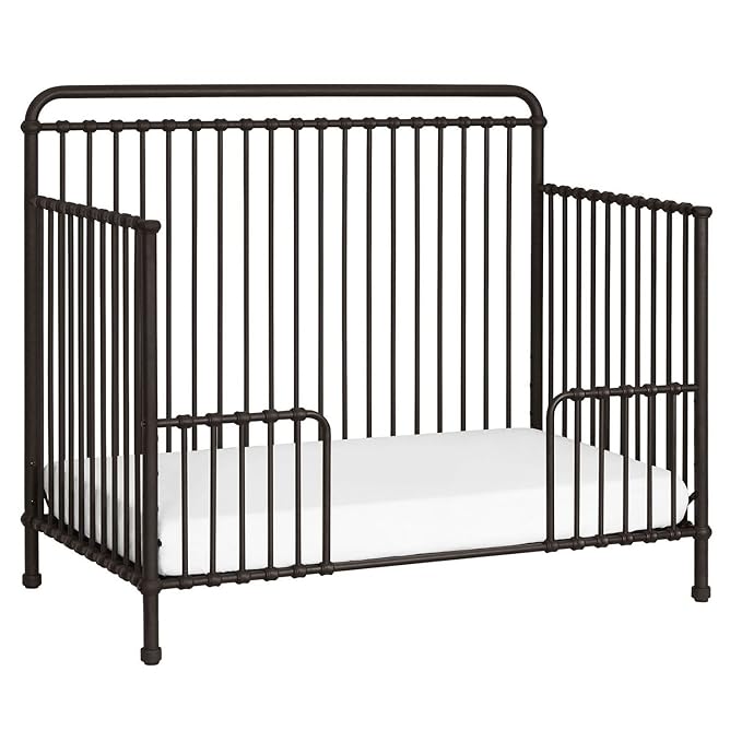 Namesake Winston 4-in-1 Convertible Metal Crib in Washed White, Greenguard Gold Certified