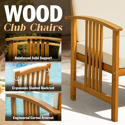Wood Set 2 with End Table, Club Chair Design