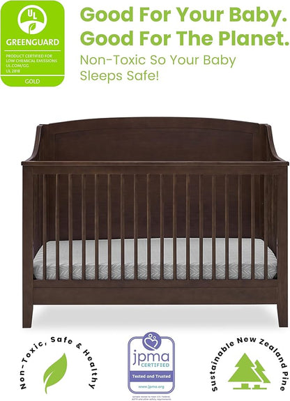 Delta Children Campbell 6-in-1 Convertible Crib - Greenguard Gold Certified, Walnut Espresso