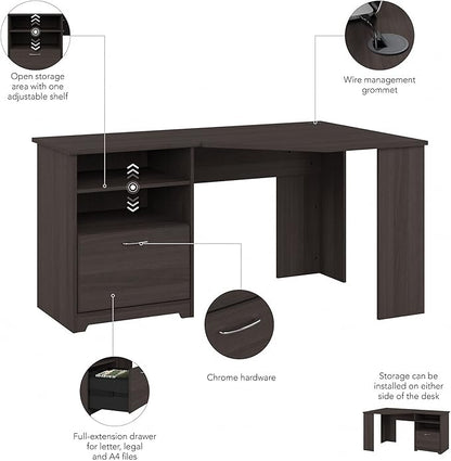 Bush Furniture Cabot Corner Desk, Heather Gray (WC31715K)