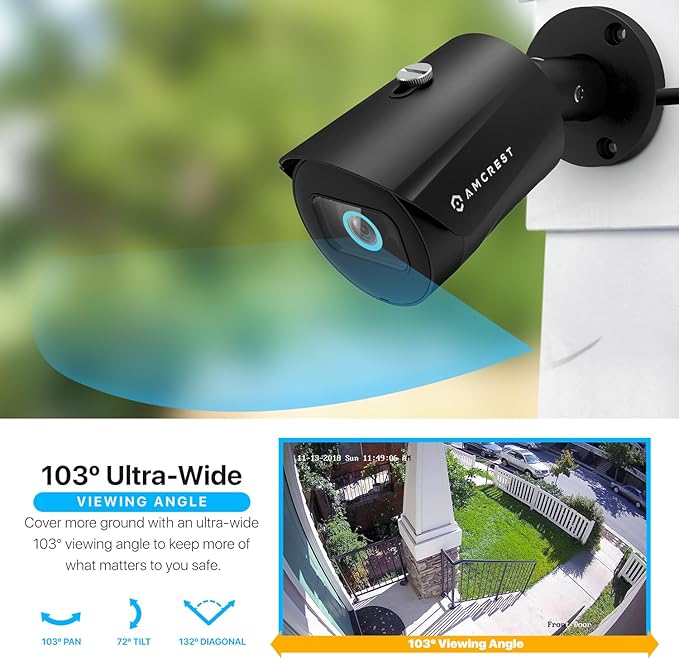Amcrest UltraHD 5MP Outdoor POE Camera 2592 x 1944p Bullet IP Security Camera, Outdoor IP67 Waterproof, 103° Viewing Angle, 2.8mm Lens, 98.4ft Night Vision, 5-Megapixel, IP5M-B1186EB-28MM (Black)
