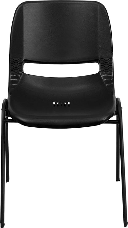 Flash Furniture HERCULES Series 440 lb. Capacity Kid's Black Ergonomic Shell Stack Chair with Black Frame and 12" Seat Height, Set of 1