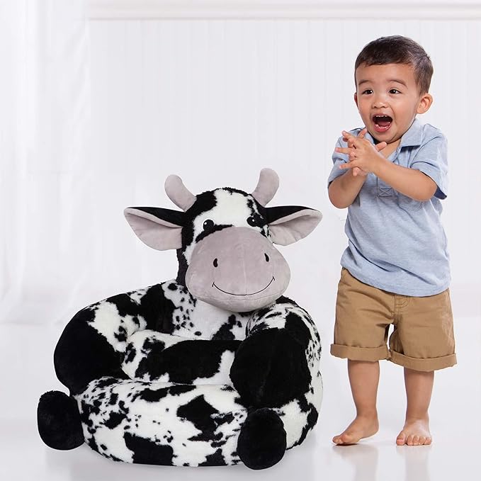 Trend Lab Cow Toddler Chair Plush Character Kids Chair Comfy Furniture Pillow Chair for Boys and Girls, 21 x 19 x 19 inches