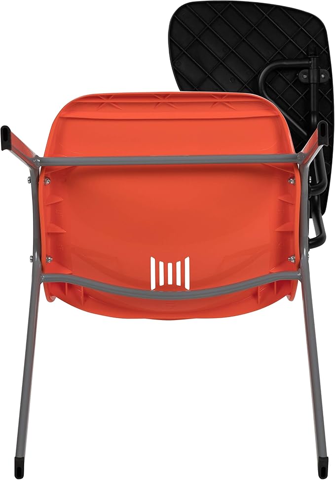 Flash Furniture HERCULES 5 Pack Orange Ergonomic Shell Chair with Left Handed Flip-Up Tablet Arm