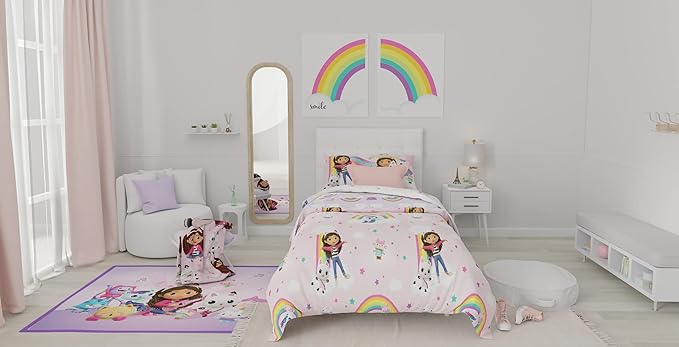 Franco Gabby's Dollhouse Kids Bedding Super Soft Comforter and Sheet Set with Sham, 5 Piece Twin Size, (Officially Licensed Product)
