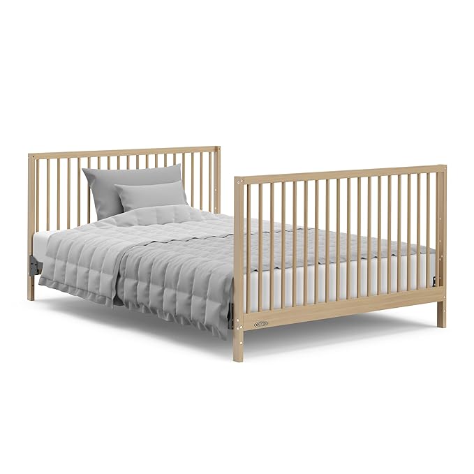 Graco Teddi 5-in-1 Convertible Crib with Drawer (Driftwood) – GREENGUARD Gold Certified, Crib with Drawer Combo, Full-Size Nursery Storage Drawer, Converts to Toddler Bed, Daybed and Full-Size Bed