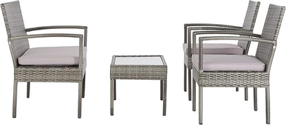 Safavieh PAT7507B Collection Bassey Grey 4-Piece Outdoor Living Patio Set