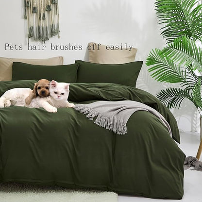Army Green Comforter Queen Dark Green Bedding Set Olive Green Comforter Set Queen Men Breathable 3 PCs Comforter Set 1 Queen Comforter (90x90 inches) with 2 Pillowcases (20x26 inches)