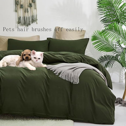 Army Green Comforter Twin Dark Green Bedding Set Deep Green Comforter Teens 3 PCs Hunter Green Comforter 1 Twin Size Comforter (68x90 inches) with 2 Pillowcases (20x26 inches)