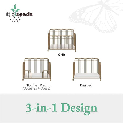 Little Seeds Ivy 3-in-1 Convertible Metal Crib, JMPA Certified, Gold