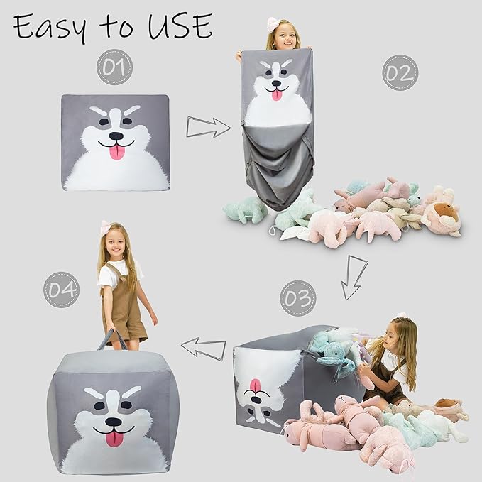 Anzitinlan Bean Bag Chair for Toddler Bedroom, Stuffed Animal Storage, Kids Toy Storage Organizer, Extra Large Size, Velvet Super Soft Cover Only