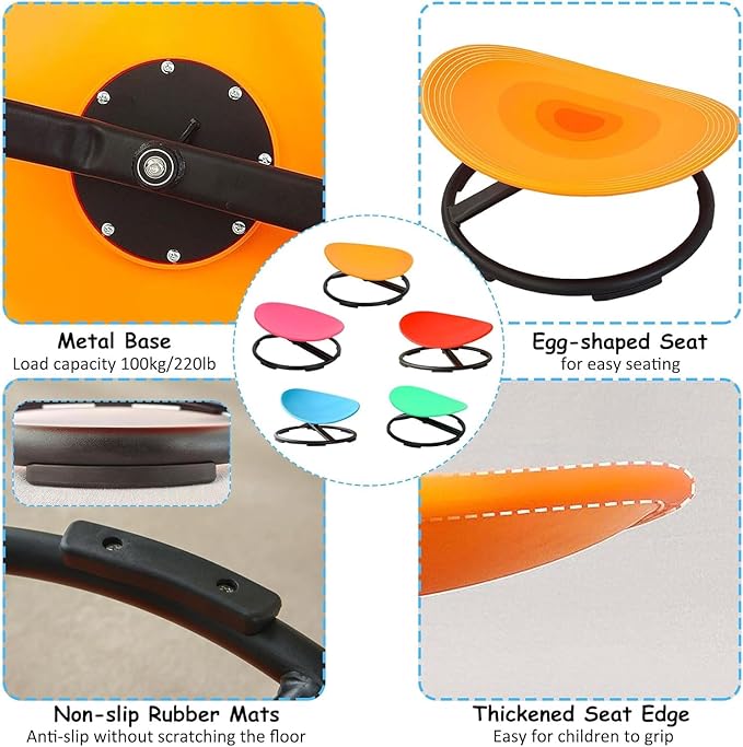 Kids Sit and Spin Sensory Chair,Kids Sensory Spin Chair Seat,Kids Carousel Spin Sensory Chair,Metal Base Non-Slip Pads,Training Body Coordination,Kids Indoor Outdoor Play Equipment