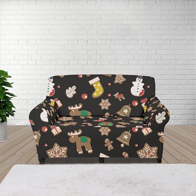 FKELYI Christmas Decorations Indoor Furniture Protector Easy Going Stretch Sofa Slipcover Non-Slip Sofa Slipcovers Washable Sofa Couch Cover M