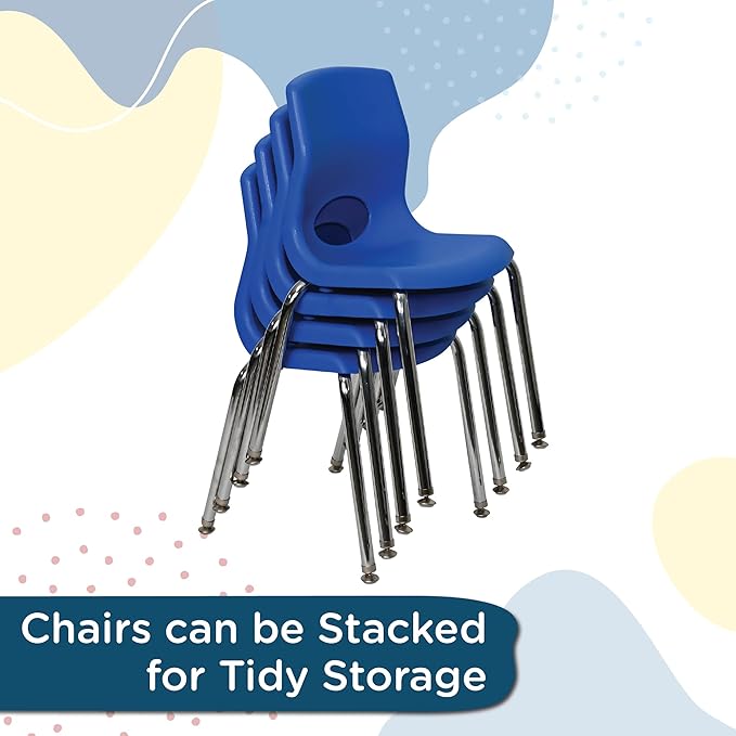 Angeles H, Blue with Chrome Legs, 4 Pack MyPosture Children's Chair, 14-inch