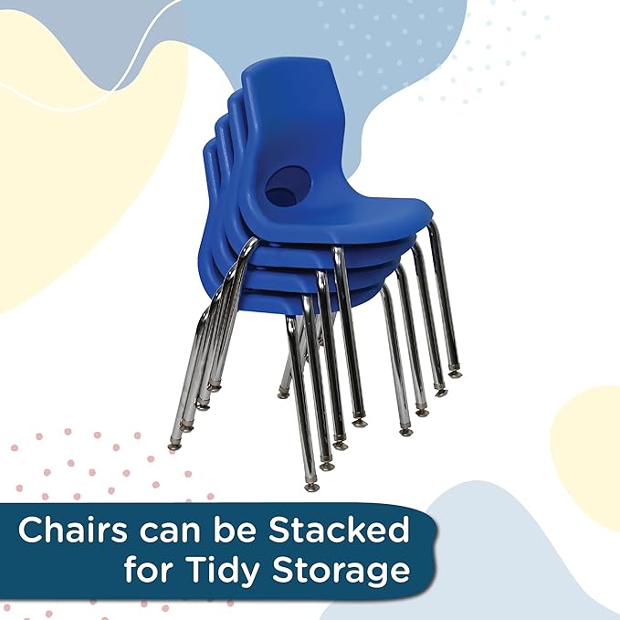 Angeles H, Blue with Chrome Legs, 4 Pack MyPosture Children's Chair, 10-inch