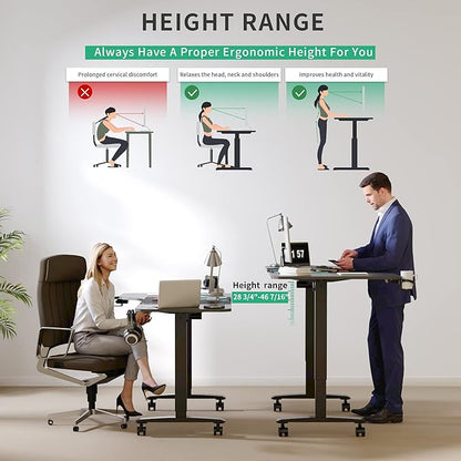 L Shaped Electric Standing Desk, 63 Inches Stand Up Corner Desk, Home Office Sit Stand Desk with Carbon Firben Top, Black Frame & Caster Wheels Set…