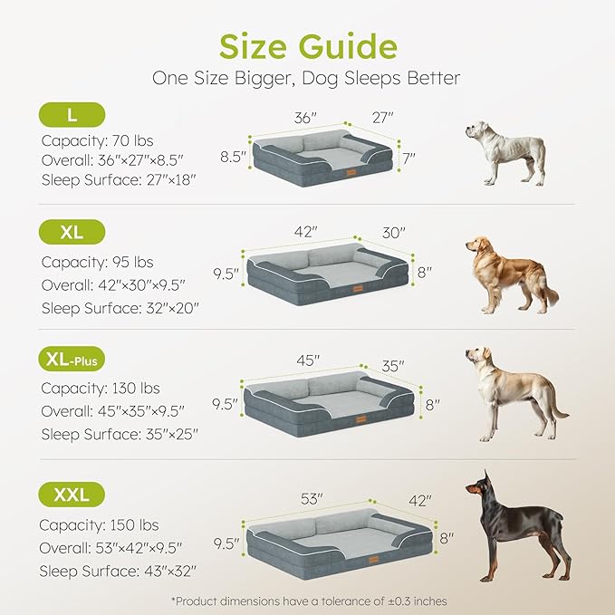 Jumbo Orthopedic Dog Bed for Extra Large Dogs With Cooling Gel Memory Foam, Waterproof Removable Washable Cover, 45" Sofa Couch Dutch Velvet With Bone Toy, Dark Gray