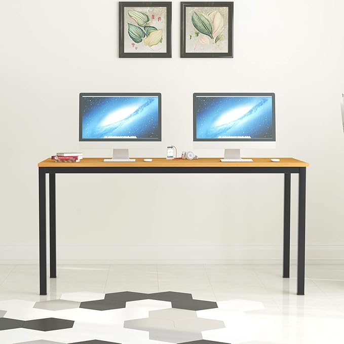 soges 63 Inch Long Computer Desk Home Office Table Writing Desk Study Table Gaming Table Computer WorkstationsTeak GCP2AC3-160TB