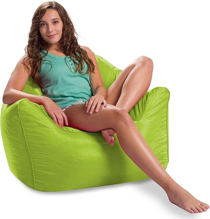 Posh Creations Structured Comfy Bean Bag Chair for Gaming, Reading, and Watching TV, Malibu Lounge, Soft Nylon-Lime